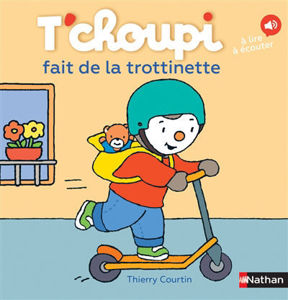 Image de T'choupi fait de la trottinette