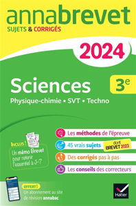 Picture of ANNABREVET 3E - 2024 - SCIENCES : PHYSIQUE CHIMIE, SVT, TECHNO    (parution le 21/08/2023 en France)