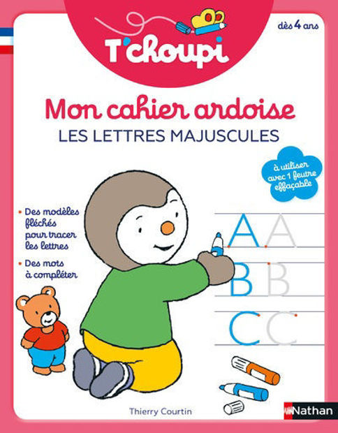 Image de T'choupi mon cahier ardoise effaçable - Lettres Majuscules 4 ans