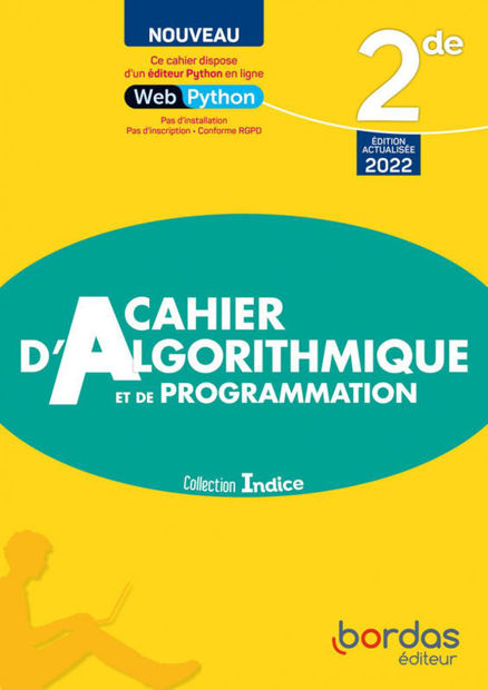 Image de Cahier d'Algorithmique et de Programmation - Indice Maths 2de (Ed. 2022)