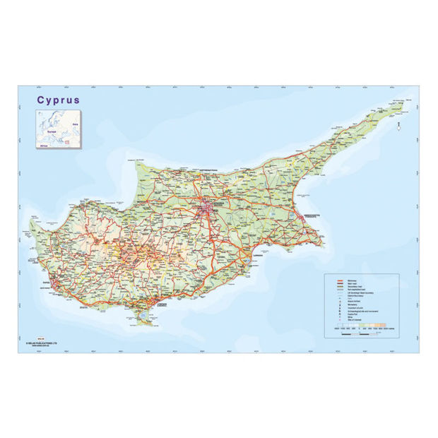 Image de Carte physique de CHYPRE -  100x70cm (rouleau)