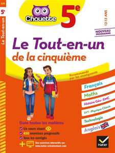 Image de Le tout-en-un de la cinquième, 12-13 ans : français, maths, histoire géo, EMC, SVT, physique chimie, technologie, anglais : nouveau programme