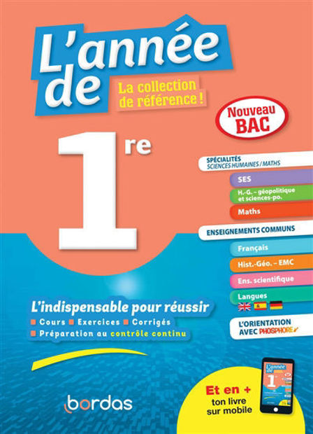 Image de L'année de 1re, spécialités sciences humaines-maths, enseignements communs : l'indispensable pour réussir : nouveau bac