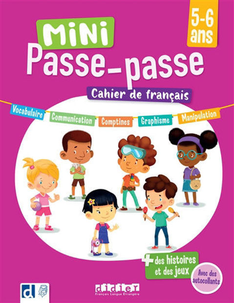 Image de Mini passe-passe 5-6 ans : cahier de français : des histoires et des jeux avec 80 autocollants